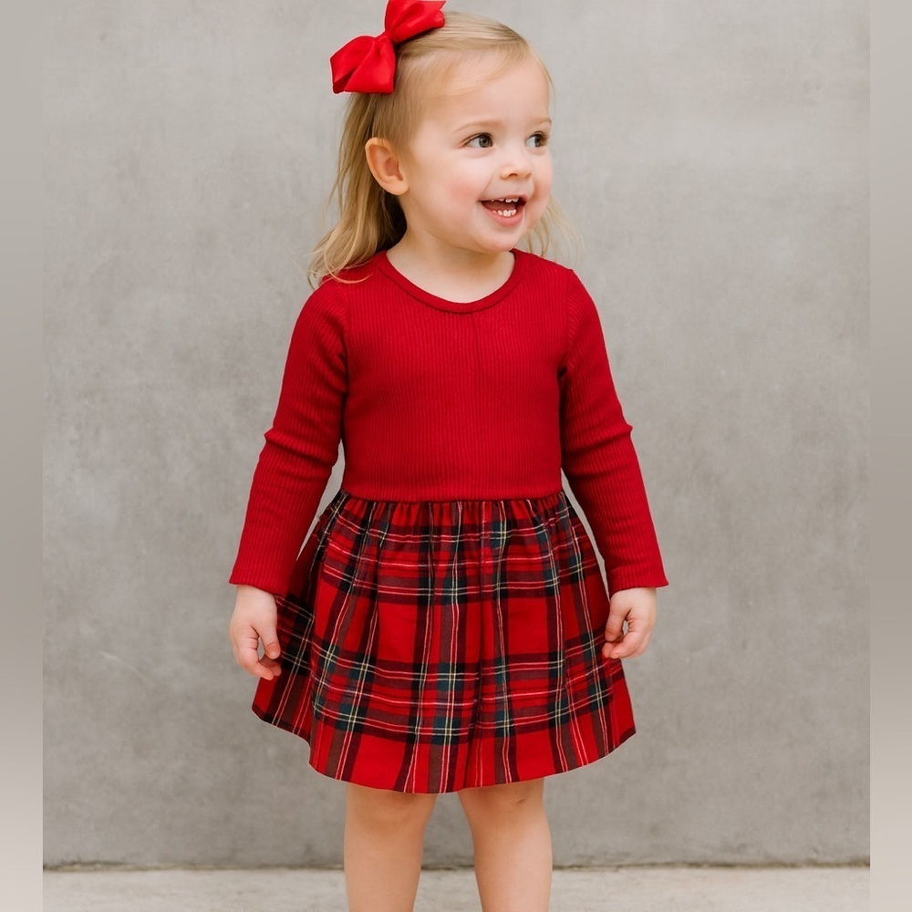 The Children’s Place Red Green Plaid Holiday Christmas Dress Size 2T